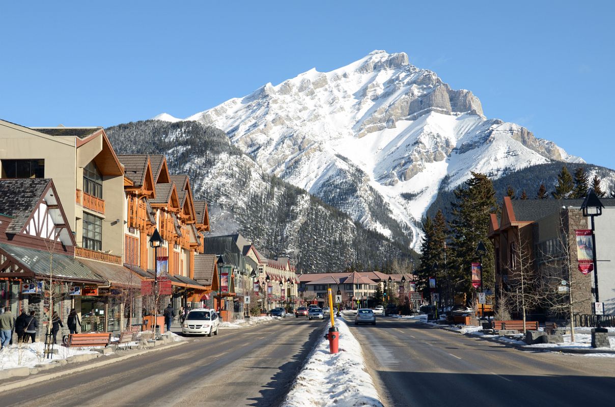 09 Looking Down Banff Avenue With Cascade Mountain Behind In Winter